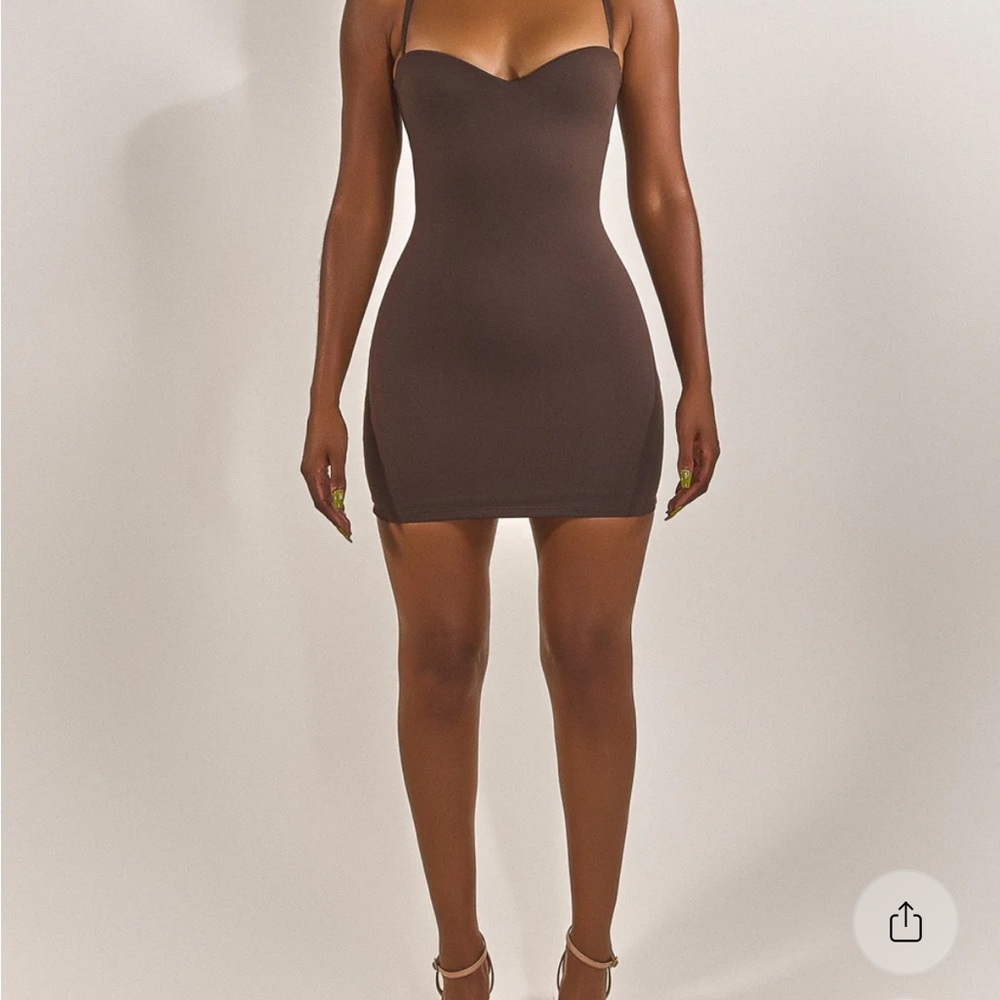 Elegant Brown Strapless Dress